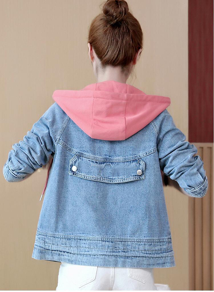 ÁO KHOÁC JEAN IN CHỮ PHỐI NÓN HỒNG